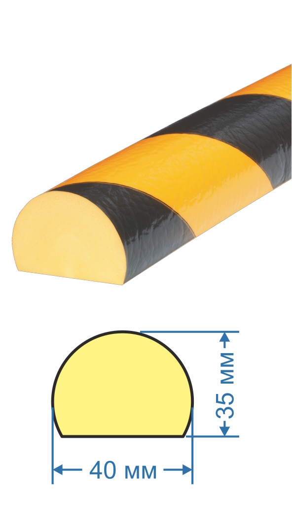 Предостерегающий защитный профиль поверхности GASLINE тип C; черно-желтый (40х30х1000; гибкий пенополиуретан)