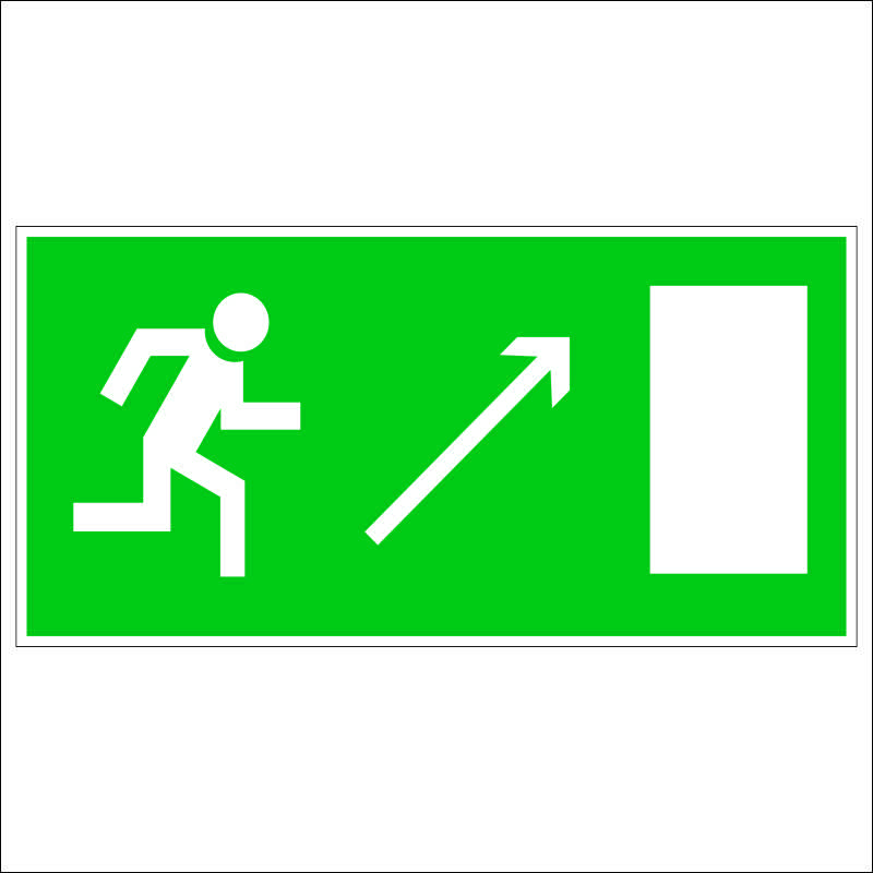 Знак фотолюминесцентный Направление к эвакуационному выходу направо вверх