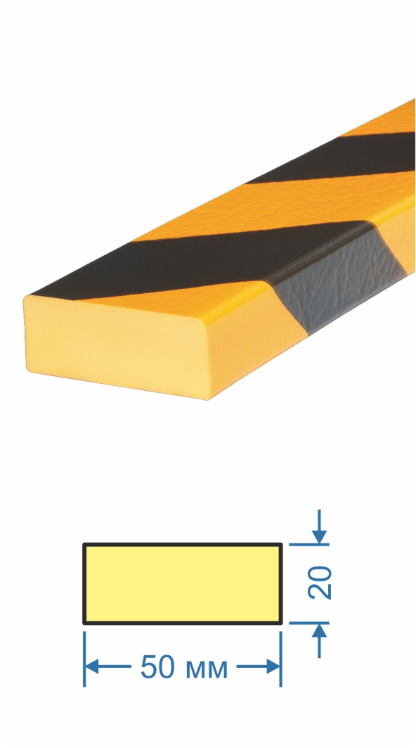 Предостерегающий защитный профиль поверхности GASLINE тип D; черно-желтый (60х20х1000; гибкий пенополиуретан)