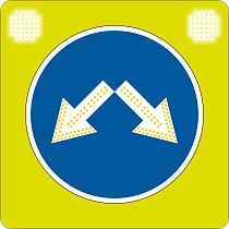 4.2.3 Светодиодный дорожный знак на желтом щите 900x900 с 2 проблесковыми маячками