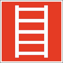 Знак F03 Пожарная лестница, 200х200 мм, на пленке световозвращающей самоклеящейся полимерной ГОСТ 12.4.026-2015