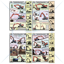 Информационный плакат Одноковшовый экскаватор. Безопасность земляных работ PS-EKS-4 Комплект - 4л. (420х600; Пленка самоклеящаяся ПВХ; )