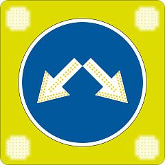 4.2.3 Светодиодный дорожный знак на желтом щите 900x900 с 4 проблесковыми маячками