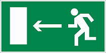 Знак безопасности E04 Направление к эвакуационному выходу налево (300x150, ПВХ 2 мм., Плёнка фотолюминесцентная ГОСТ 2018)